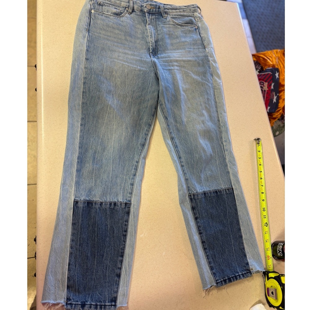 BlankNYC The Howard Colorblock Patchwork Mid Rise Loose Fit Jeans Blue Size 31